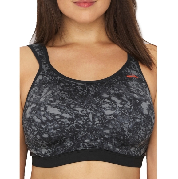 Brooks Other - Brooks Maia Mid-Impact Underwire Sports Bra Size 34E Black Grey Marbled